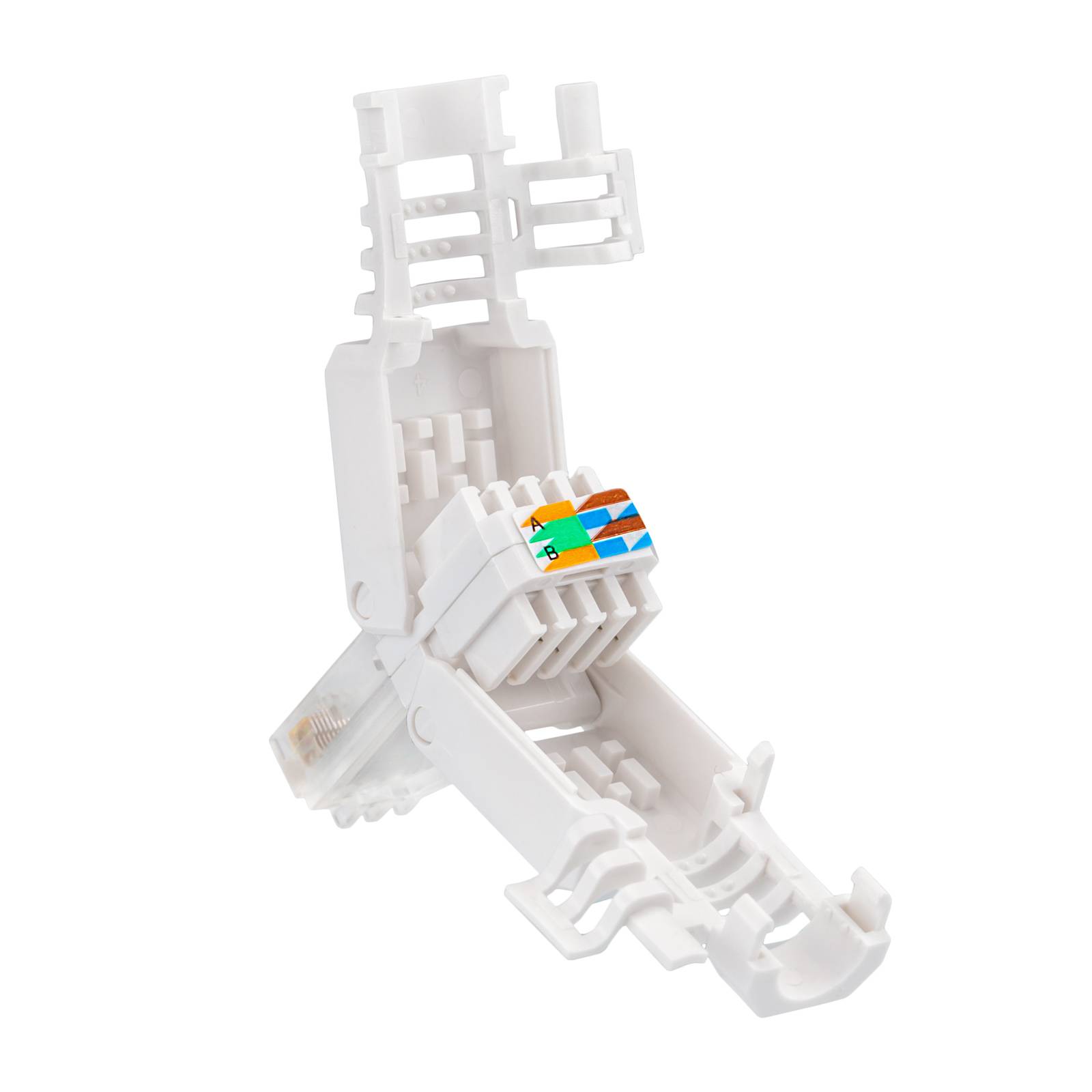 hb-digital RJ45 Stecker Netzwerkstecker CAT 6a LSA UTP mit Knickschutz Kunststoff