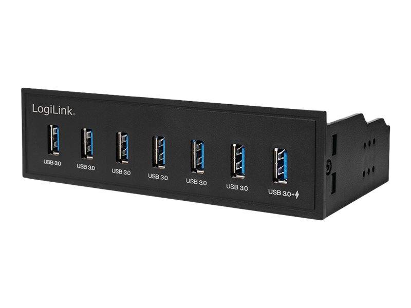 LogiLink USB 3.0 hub, 7-port 5.25"" internal, with fast charging port - Hub - 6 x SuperSpeed USB 3.0 + 1 x SuperSpeed