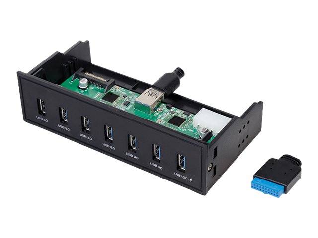 LogiLink USB 3.0 hub, 7-port 5.25"" internal, with fast charging port - Hub - 6 x SuperSpeed USB 3.0 + 1 x SuperSpeed