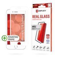 E.V.I. - Displex Full Cover Panzerglas (10H) für Apple iPhone 6/7/8 (White), Montagerahmen, volle Displayabdeckung, Temp