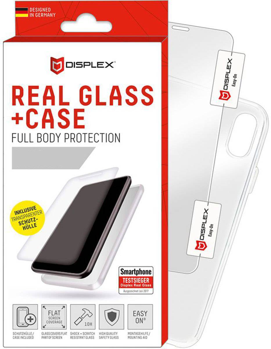 Displex - Real Glass 0,33mm + Hülle - Apple iPhone X, Xs- Displayschutzglasfolie