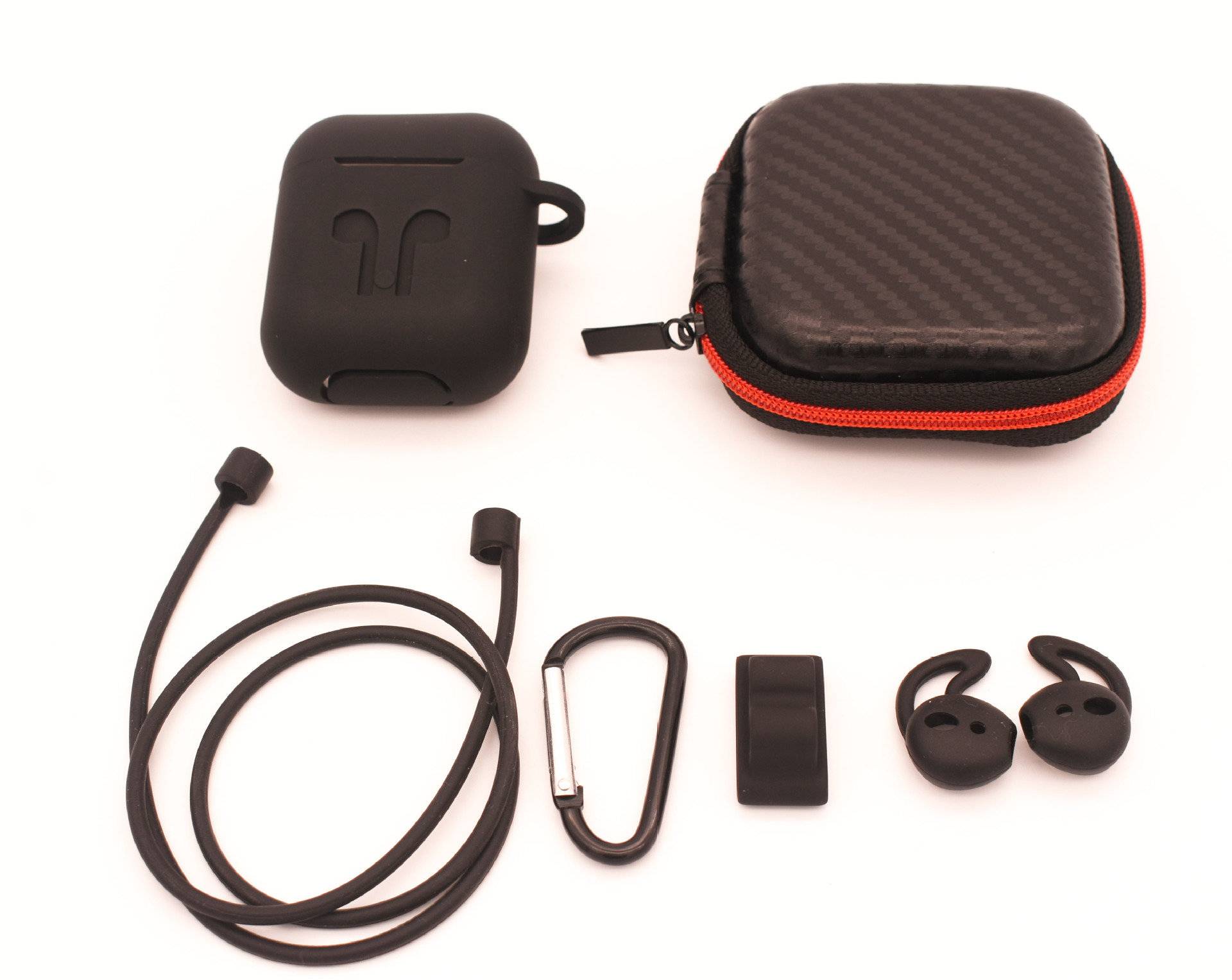 Cyoo - 6in1 Silicon Cover mit zubehör Schwarz - Apple AirPods