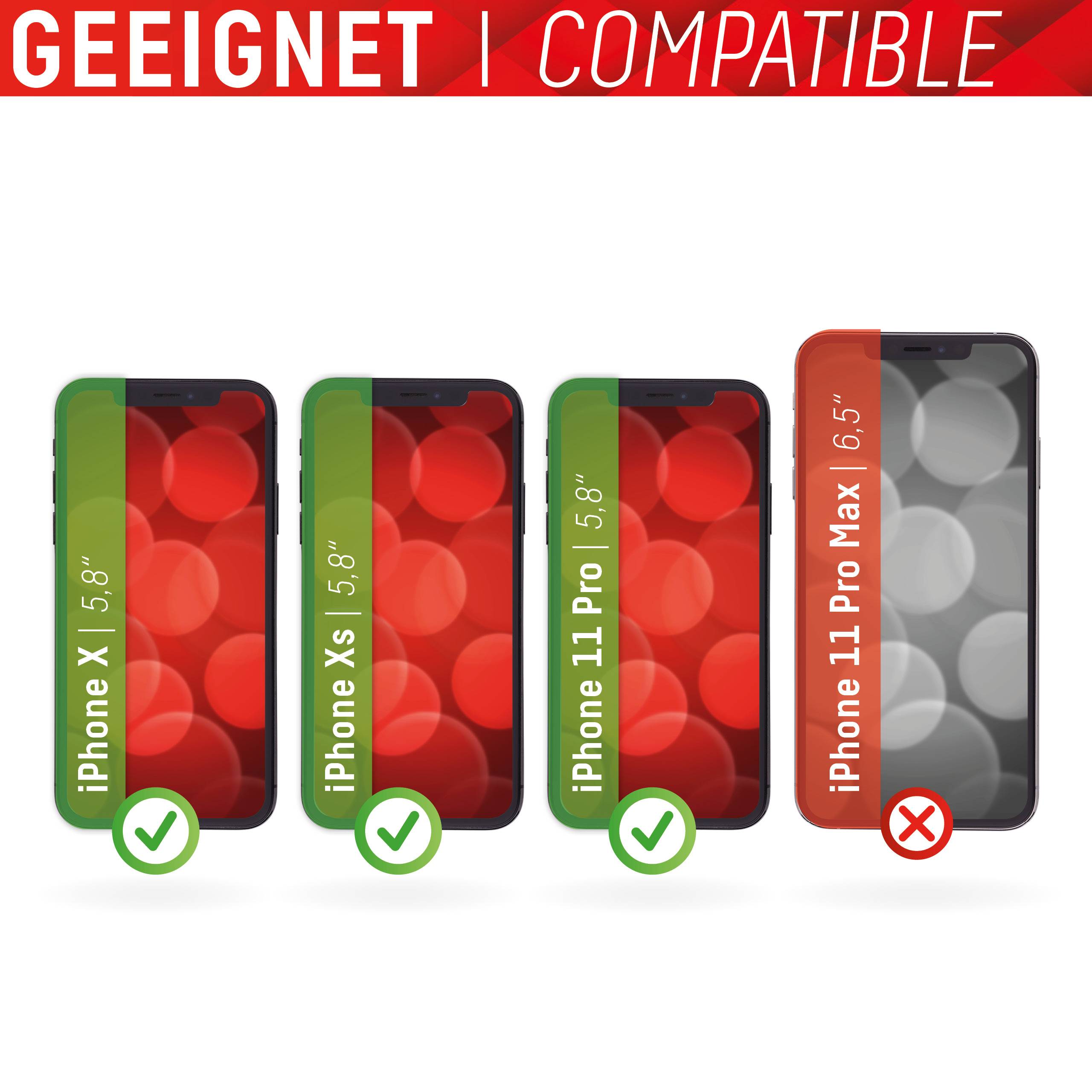 Real Glass, Full Cover Panzerglas für Apple iPhone X/XS/11 Pro