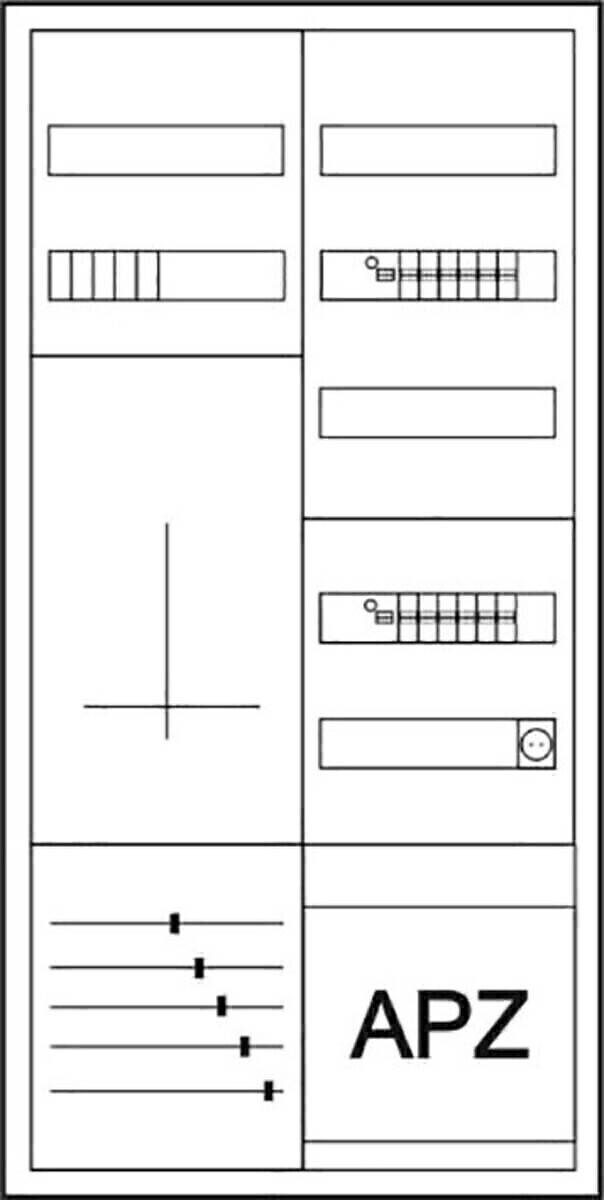 Ein Raster aus Rechtecken enthält Linien, Balken und einen Kreis mit einem Smiley-Gesicht, was einem verspielten abstrakten Muster gleicht.