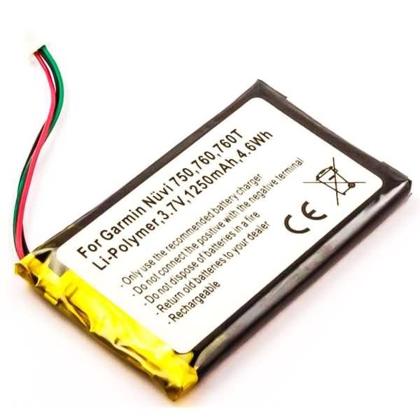 Akku für Garmin nüvi 765 Li-Pol 3,7 Volt 1200 mAh schwarz