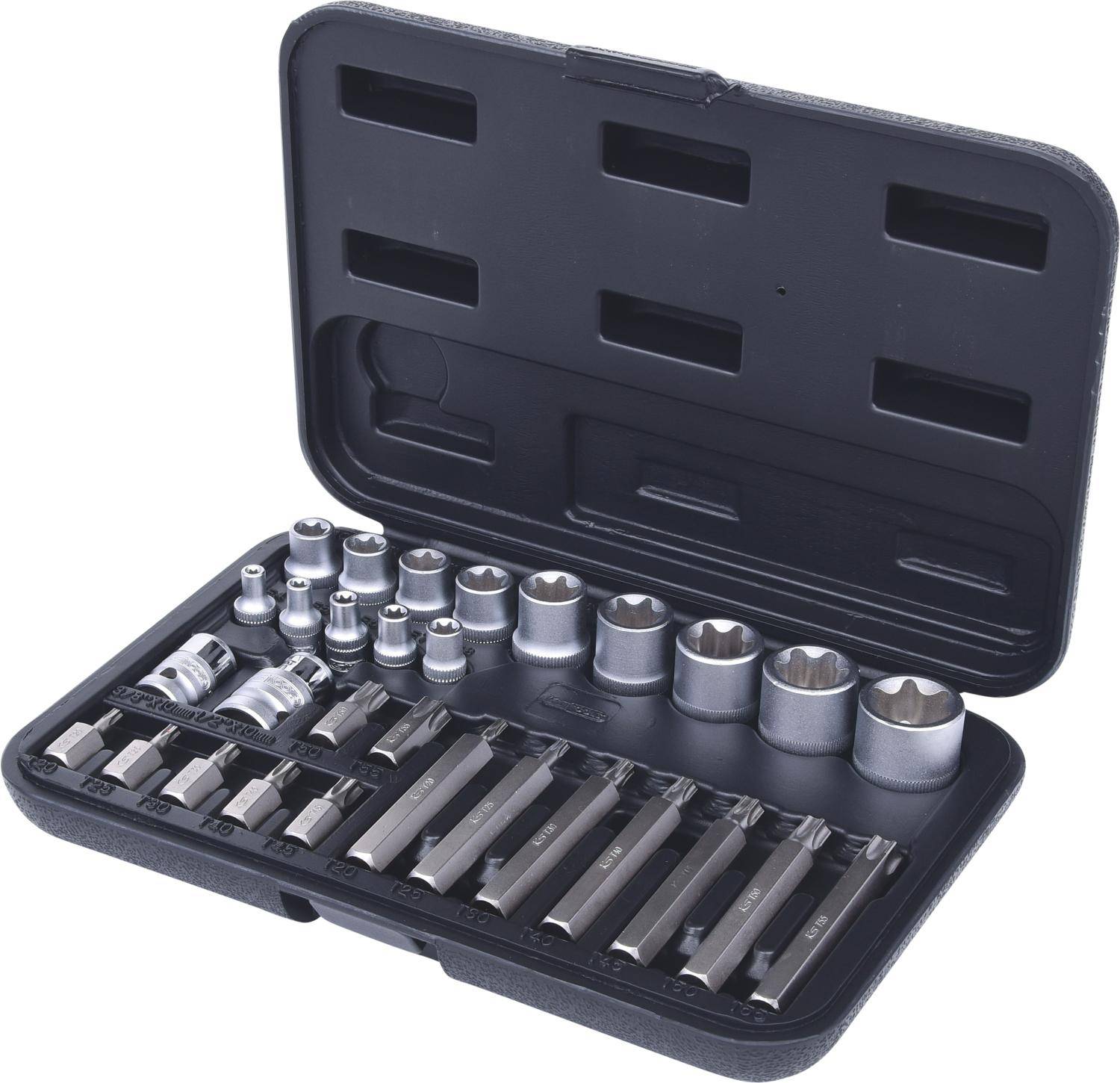KS TOOLS Torx-Steckschlssel- und Bit-Satz, 30-tlg Bits mit Bohrung