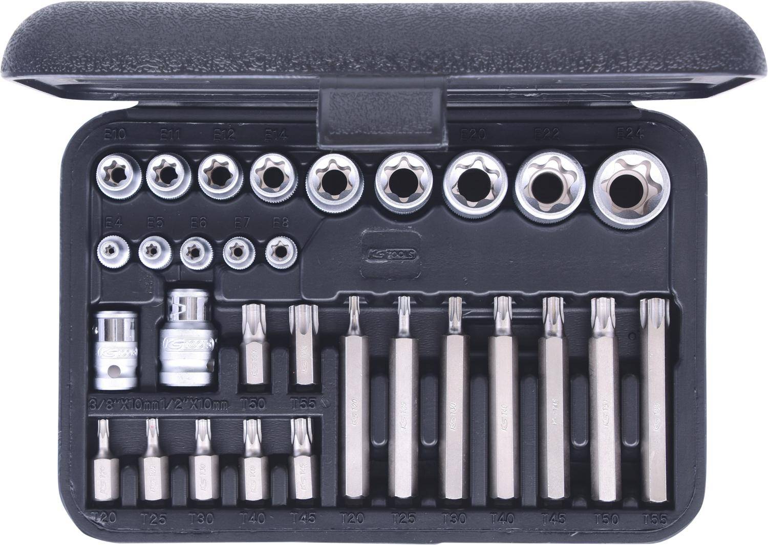KS TOOLS Torx-Steckschlssel- und Bit-Satz, 30-tlg Bits mit Bohrung