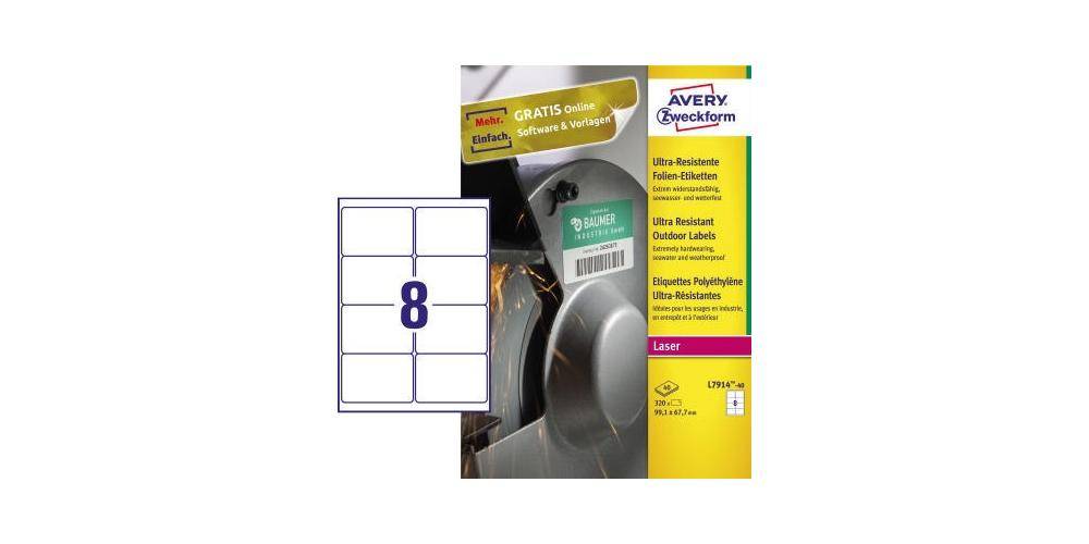 AVERY Zweckform Folienetikett 99,1 x 67,7 mm (B x H) wei 320