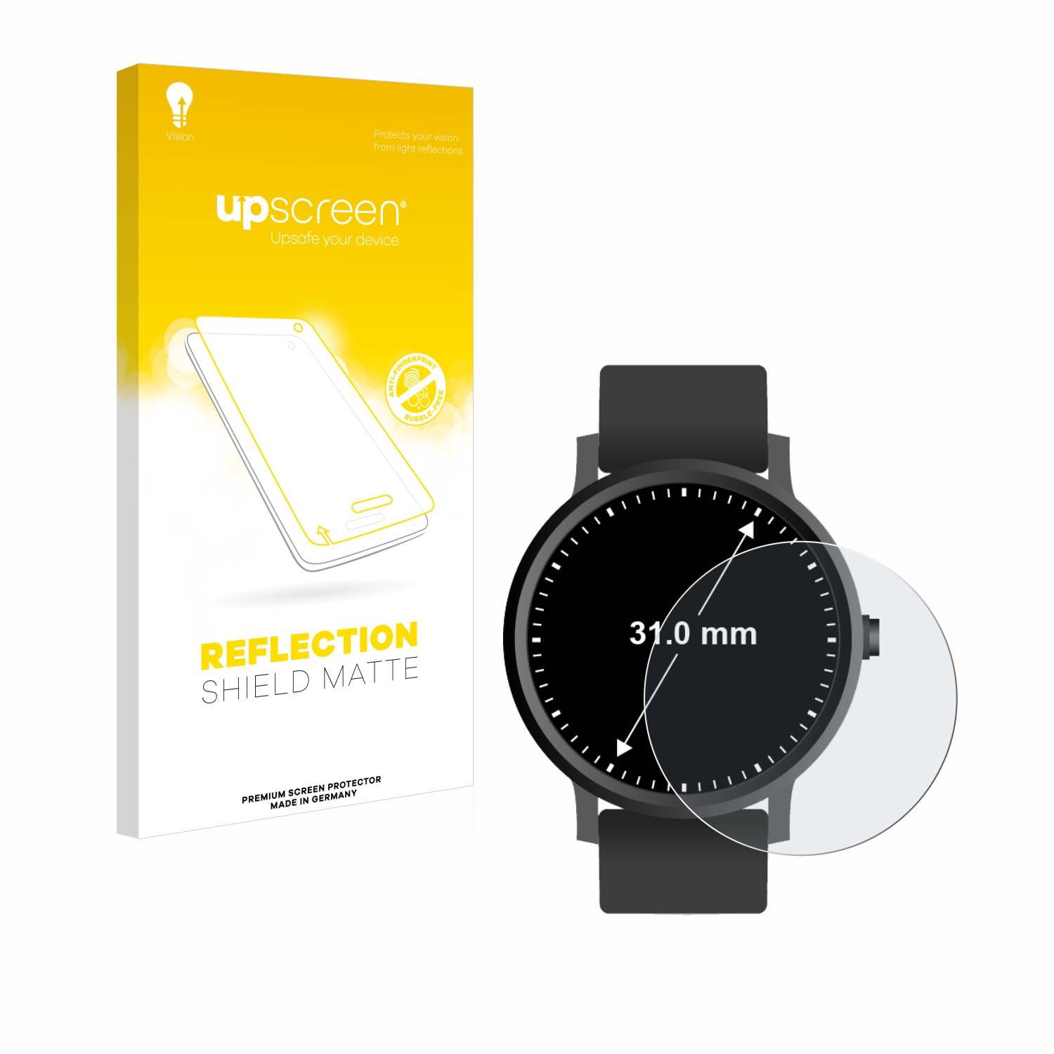 upscreen Reflection Shield Matt Schutzfolie für Kreisrunde Displays (ø: 31 mm)