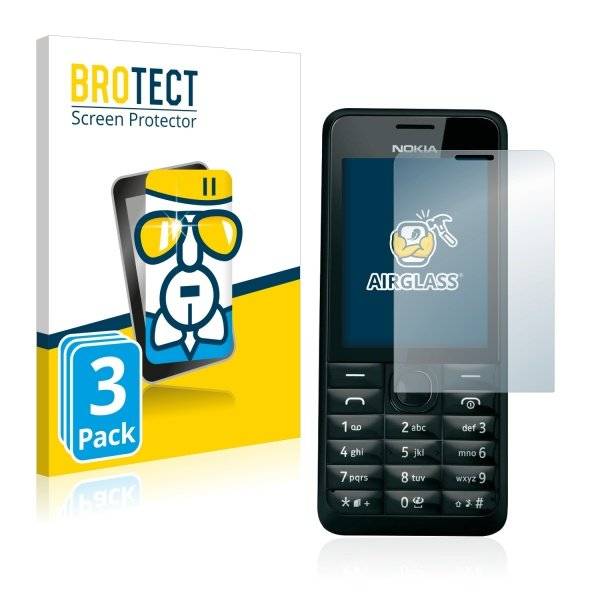 3x Panzerglasfolie Klar für Nokia 301