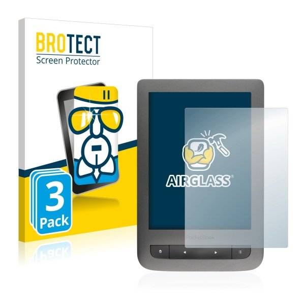 3x Panzerglasfolie Klar für PocketBook Touch Lux 3