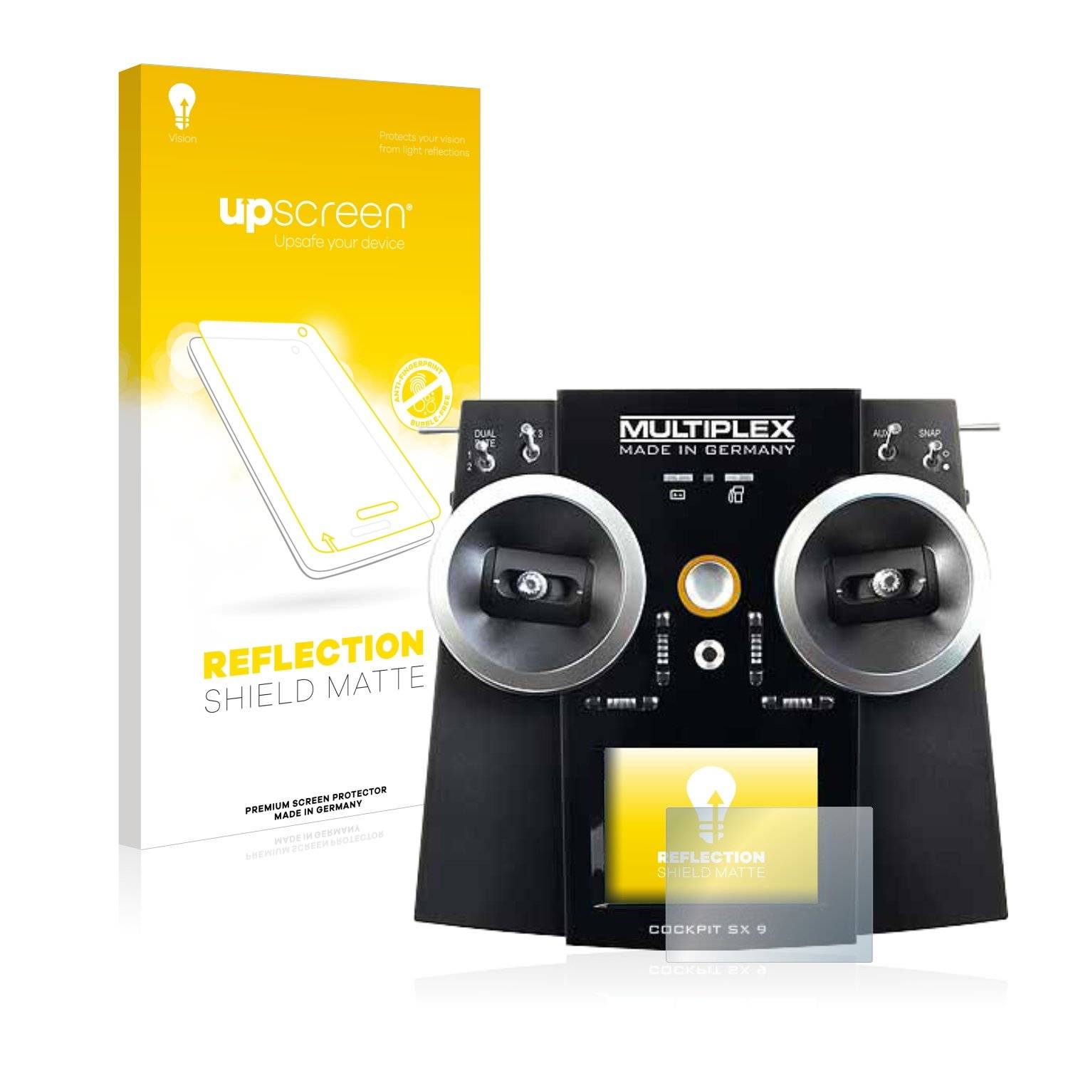 upscreen® Reflection Shield Matte Displayschutzfolie Premium für Multiplex Cockpit SX9