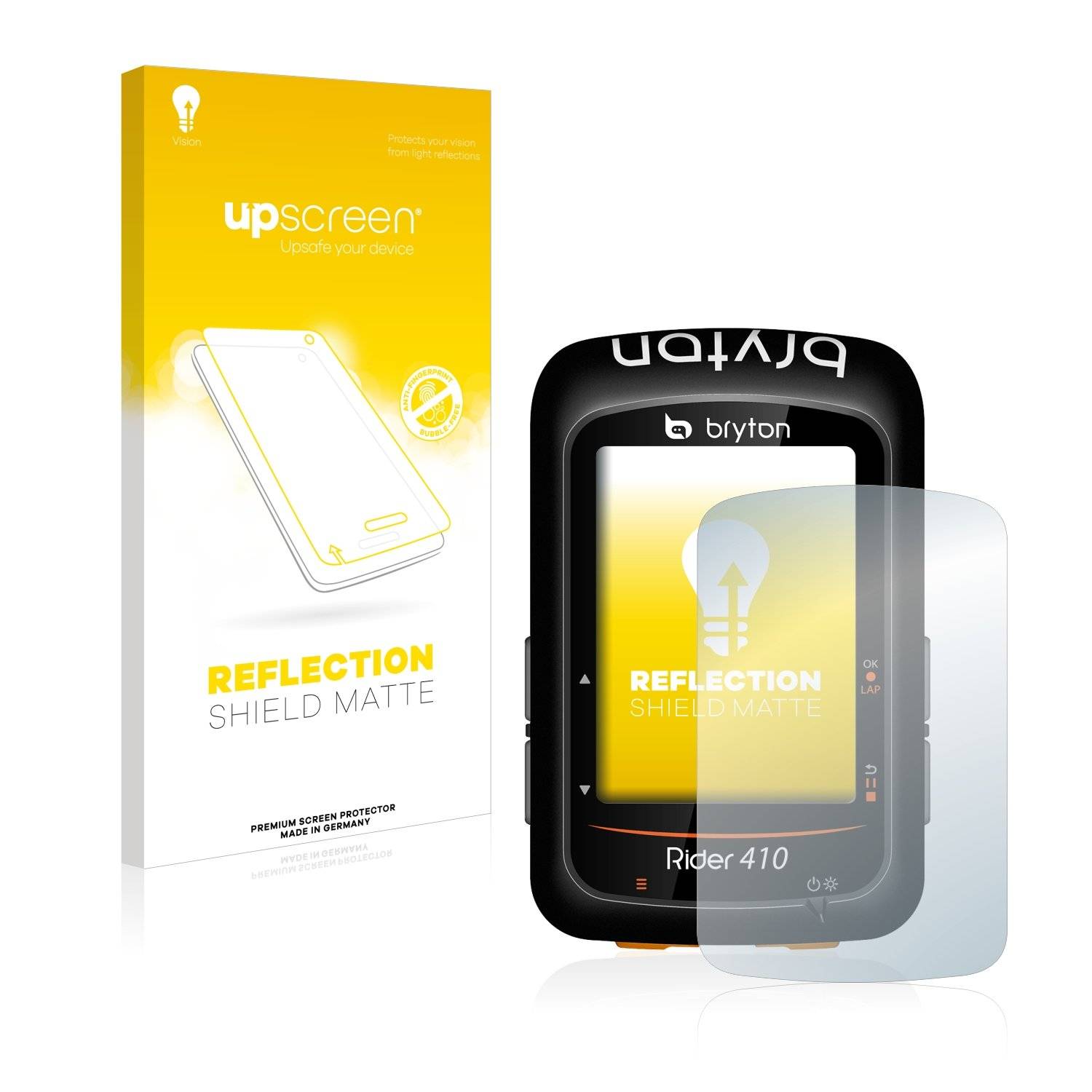 upscreen® Reflection Shield Matte Displayschutzfolie Premium für Bryton Rider 410