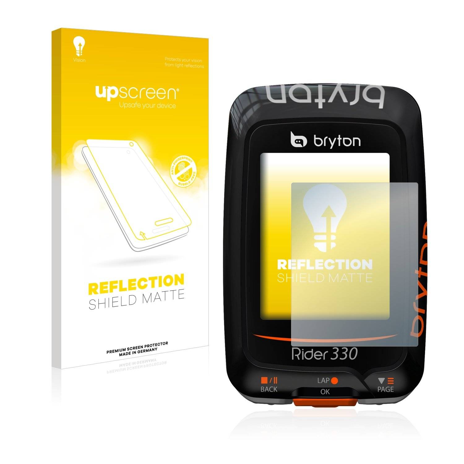 upscreen® Reflection Shield Matte Displayschutzfolie Premium für Bryton Rider 330