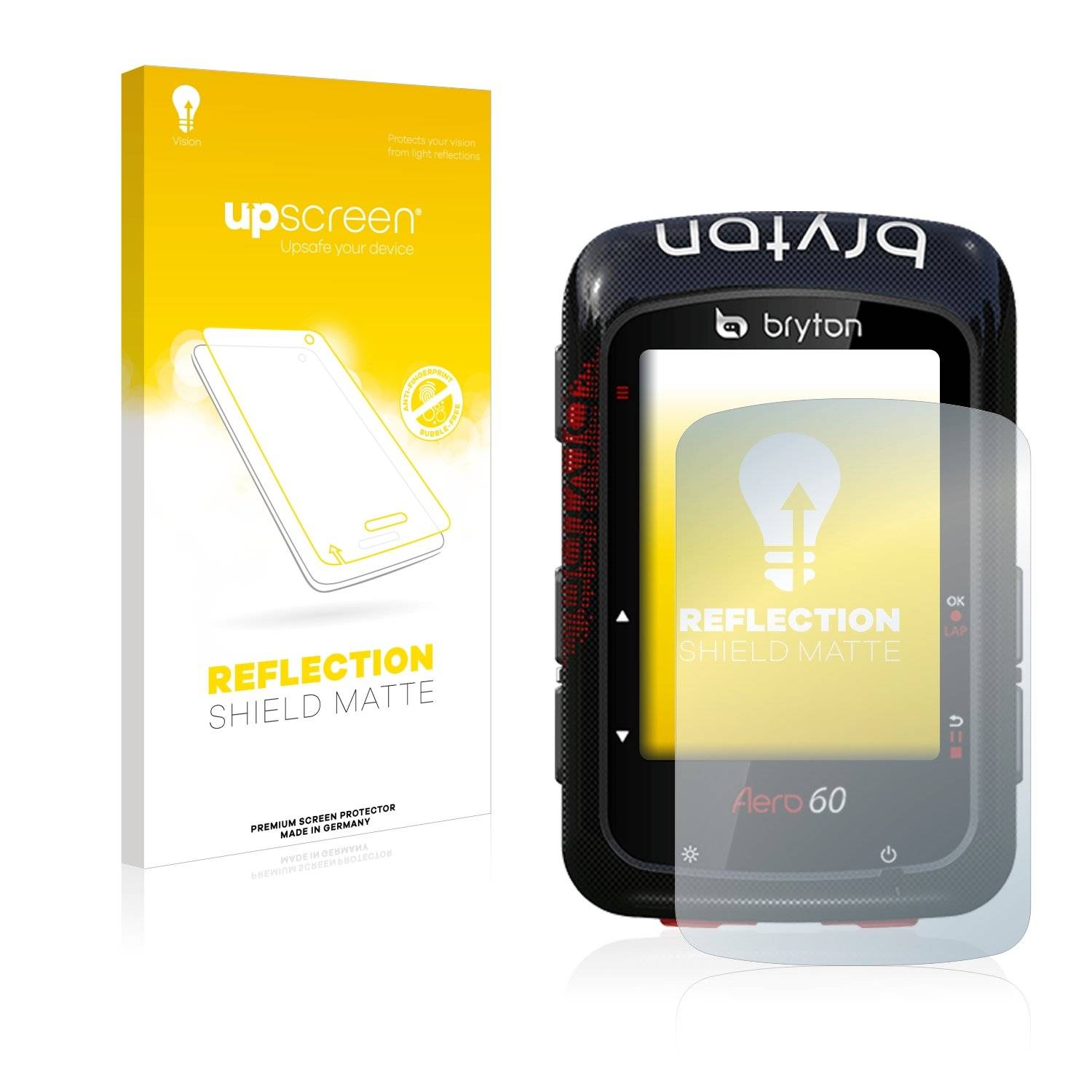 upscreen® Reflection Shield Matte Displayschutzfolie Premium für Bryton Aero 60