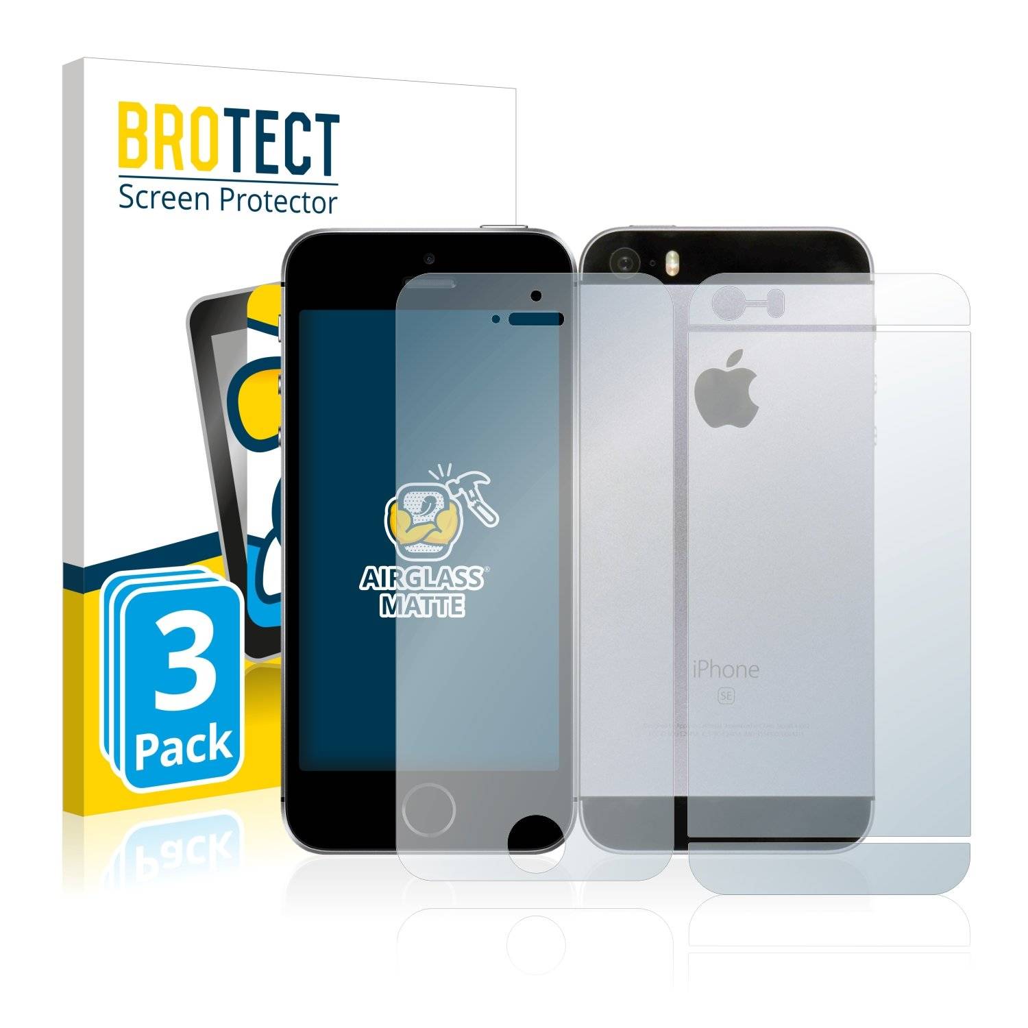 3 BROTECT AirGlass Matt Panzerglasfoli fü Appl iPhon S (Vorde  Rückseite)