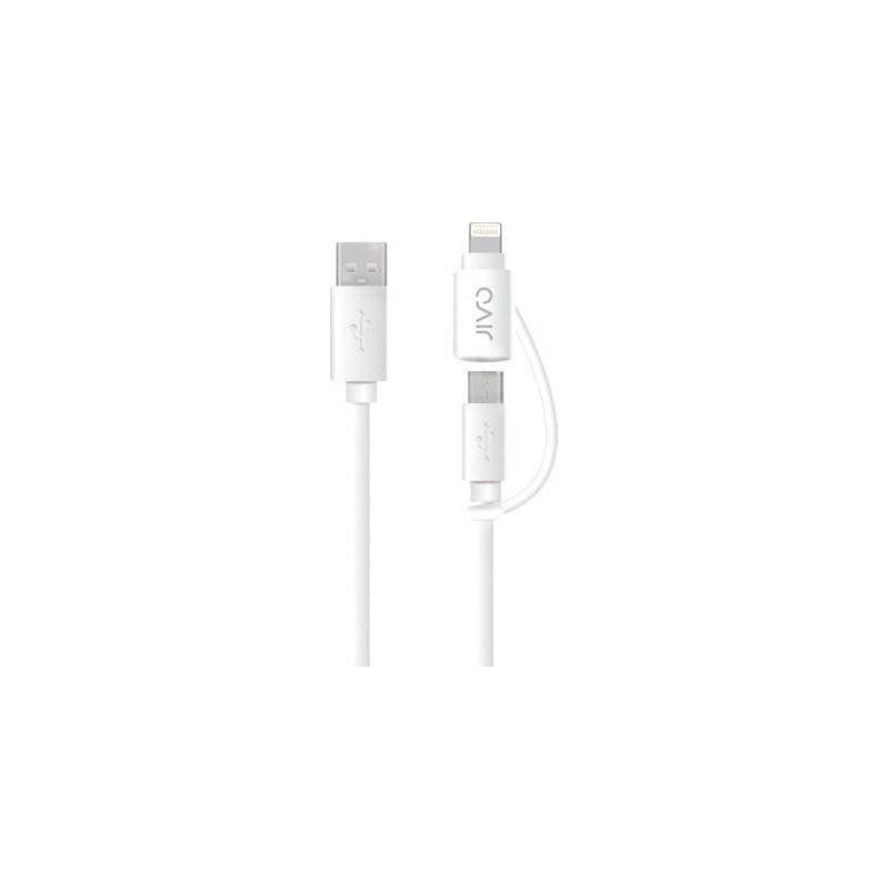 Jivo - 2in1 Ladekabel + Datenkabel – USB  zu Micro USB und Lightning - Weiß