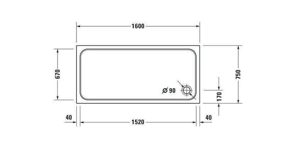 Duravit Rechteck-Duschwanne D-CODE mit Antislip, weiß 1600x750x85mm
