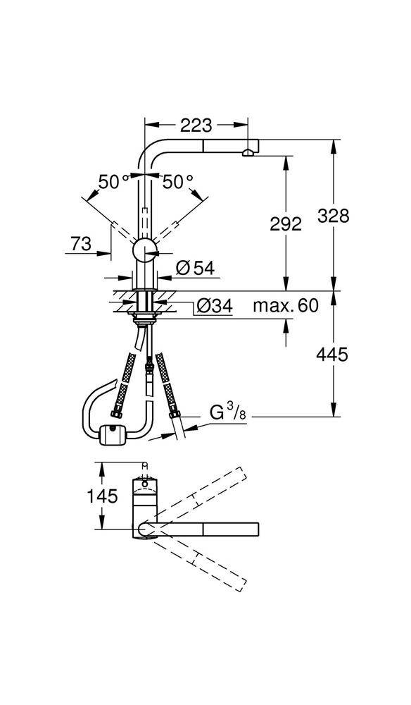 GROHE Einhand-Spültischbatterie MINTA 1/2Zoll L-Auslauf chr chrom