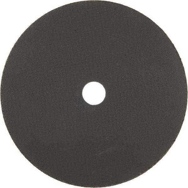Eine runde, massiv schwarze Scheibe mit einem kleinen zentralen Loch, die einer Komponente eines Schleif- oder Schneidwerkzeugs ähnelt.