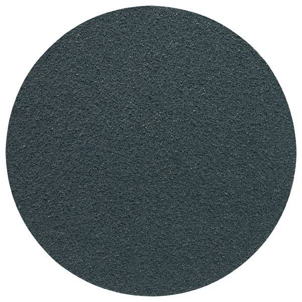 Eine runde, dunkelgraue strukturierte Oberfläche, die Schmirgelpapier ähnelt und häufig zum Glätten oder Polieren von Materialien verwendet wird.