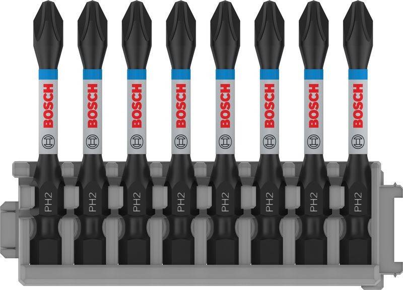 Eine Reihe von Bosch-Bohrerspitzen mit der Beschriftung 