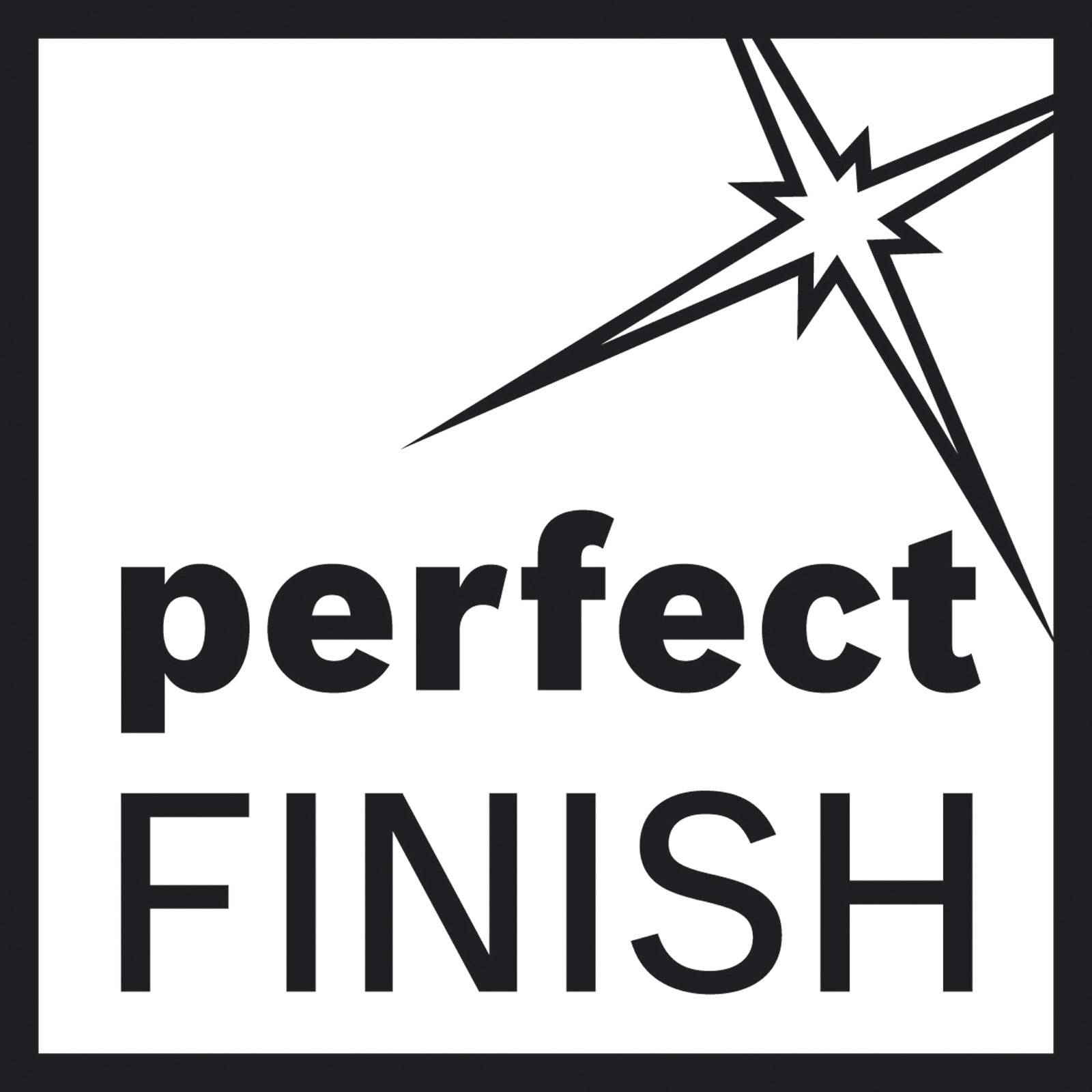 Logo mit der Aufschrift 'perfect FINISH' und einem stilisierten Sternenstrahldesign über dem Text.