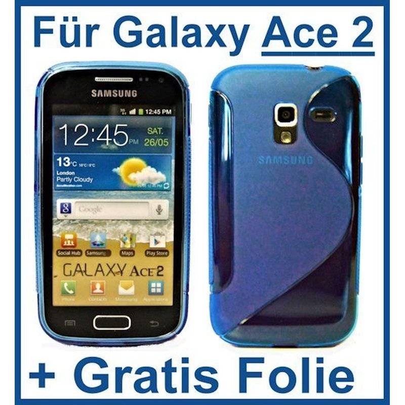 Samsung Galaxy Ace 2 Handy Silikon Schutzhülle Cover Case Blau