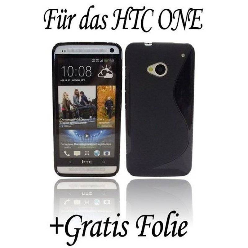 HTC One M7 Handy Silikon Schutzhülle Cover Case Schwarz