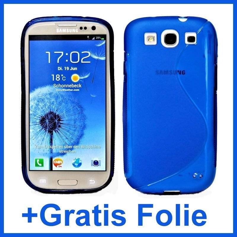 Samsung Galaxy S3 Handy Silikon Schutzhülle Cover Case Blau