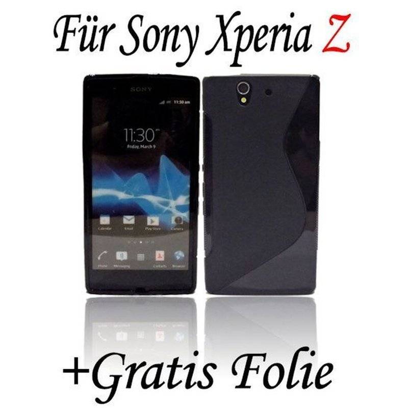 Sony Xperia Z Handy Silikon Schutzhülle Cover Case Schwarz