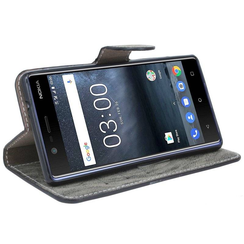 Nokia 3 Handyhülle Tasche Flip Case Smartphone Schutzhülle Anthrazit