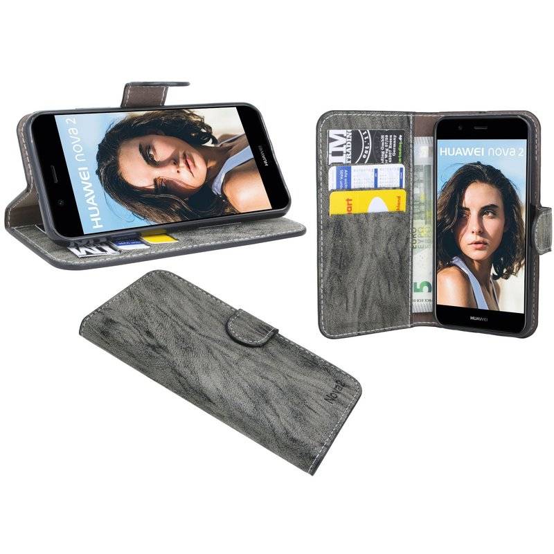 Huawei Nova 2 Handyhülle Tasche Flip Case Smartphone Schutzhülle Anthrazit