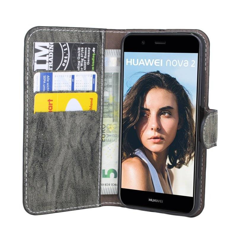 Huawei Nova 2 Handyhülle Tasche Flip Case Smartphone Schutzhülle Anthrazit