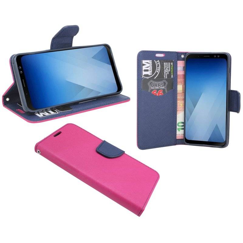 Samsung Galaxy A8 Plus 2018 Handyhülle Tasche Flip Case Smartphone Schutzhülle Pink