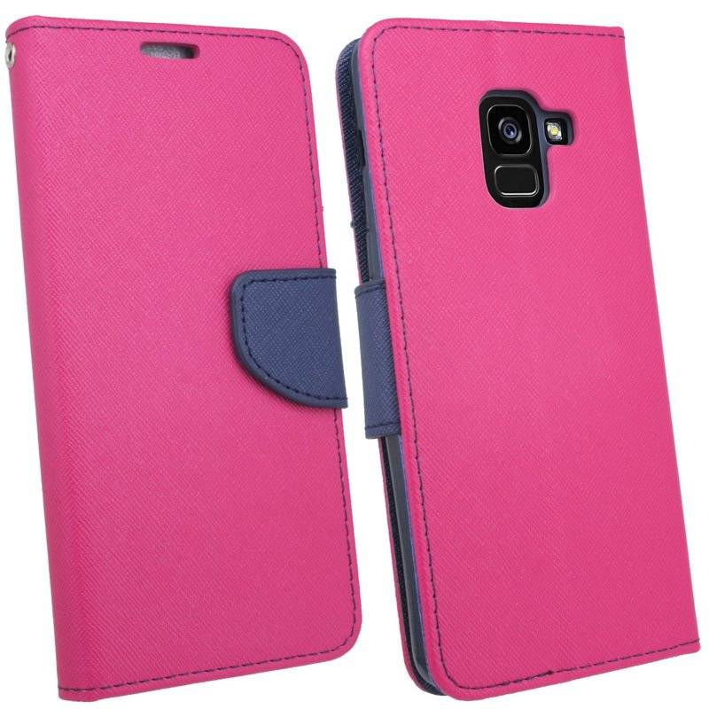 Samsung Galaxy A8 Plus 2018 Handyhülle Tasche Flip Case Smartphone Schutzhülle Pink