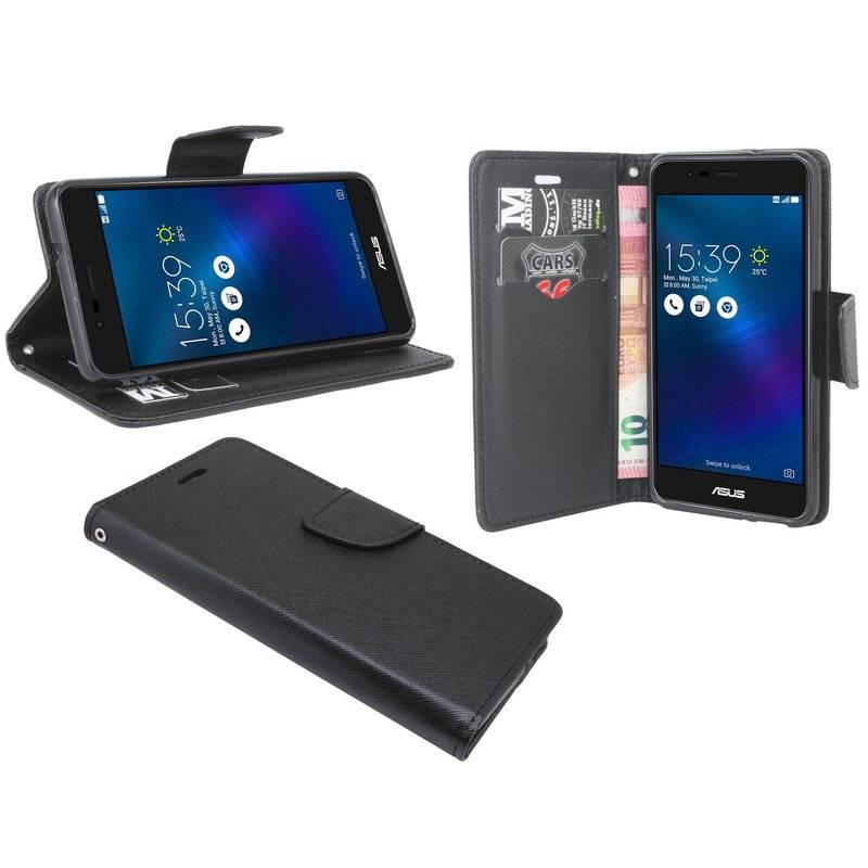 Asus Zenfone 3 Max ZC551KL Handyhülle Tasche Flip Case Smartphone Schutzhülle Schwarz