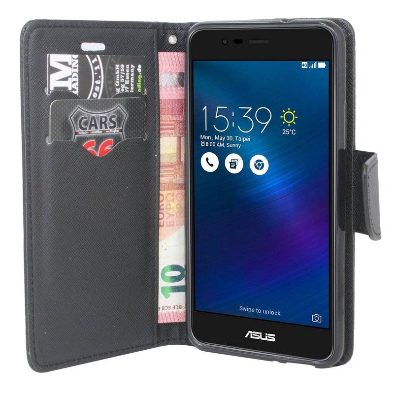 Asus Zenfone 3 Max ZC551KL Handyhülle Tasche Flip Case Smartphone Schutzhülle Schwarz