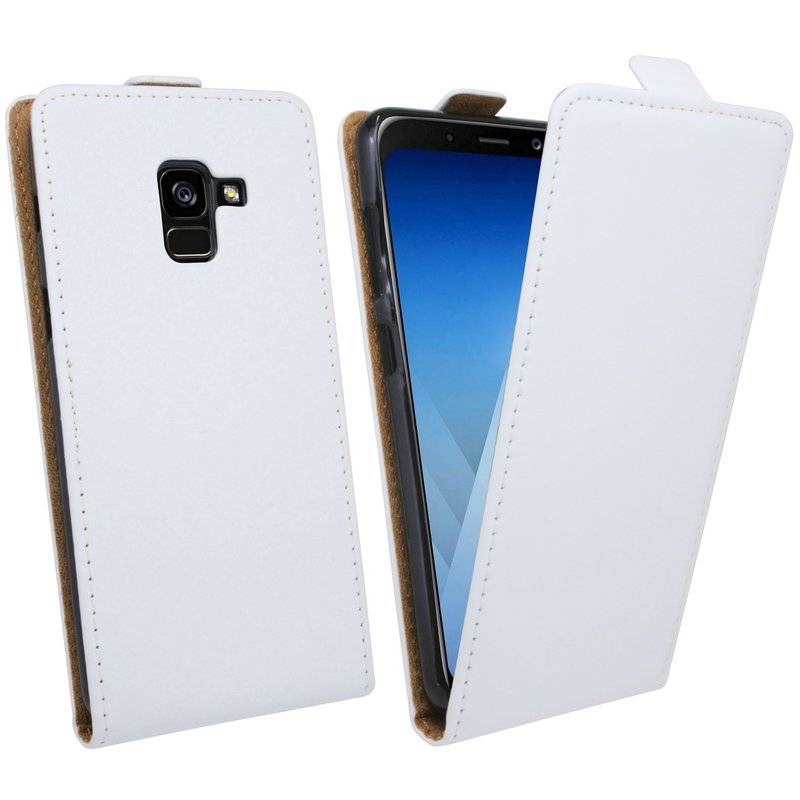 Samsung Galaxy A8 2018 Handyhülle Tasche Flip Case Smartphone Schutzhülle Weiß