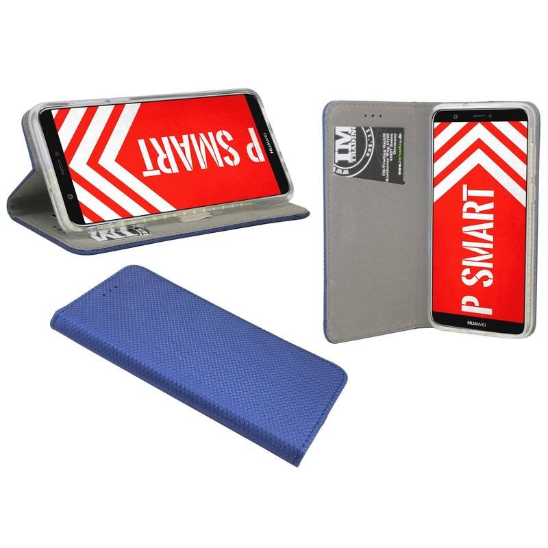 Huawei P Smart Handyhülle Tasche Flip Case Smartphone Schutzhülle Blau