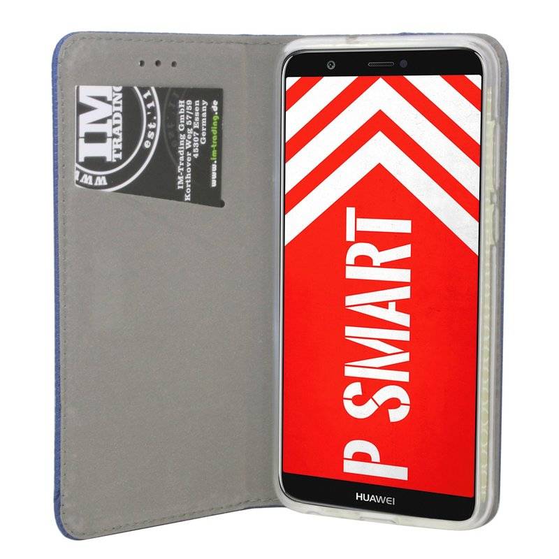 Huawei P Smart Handyhülle Tasche Flip Case Smartphone Schutzhülle Blau