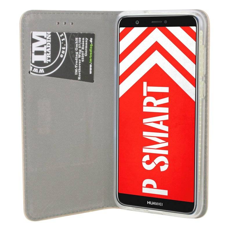 Huawei P Smart Handyhülle Tasche Flip Case Smartphone Schutzhülle Gold