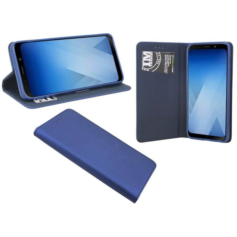 Samsung Galaxy A8 2018 Handyhülle Tasche Flip Case Smartphone Schutzhülle Blau