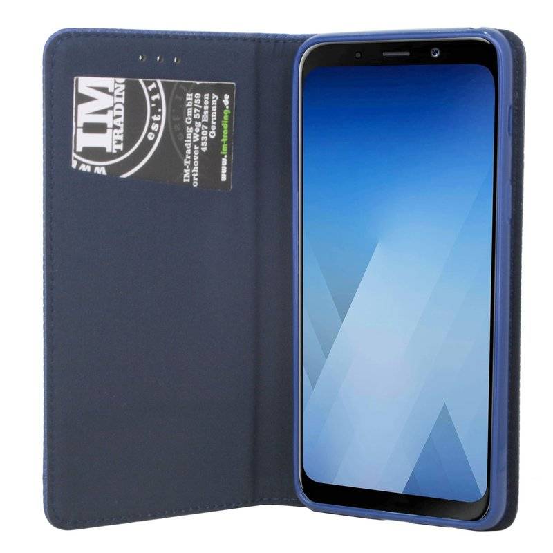 Samsung Galaxy A8 2018 Handyhülle Tasche Flip Case Smartphone Schutzhülle Blau
