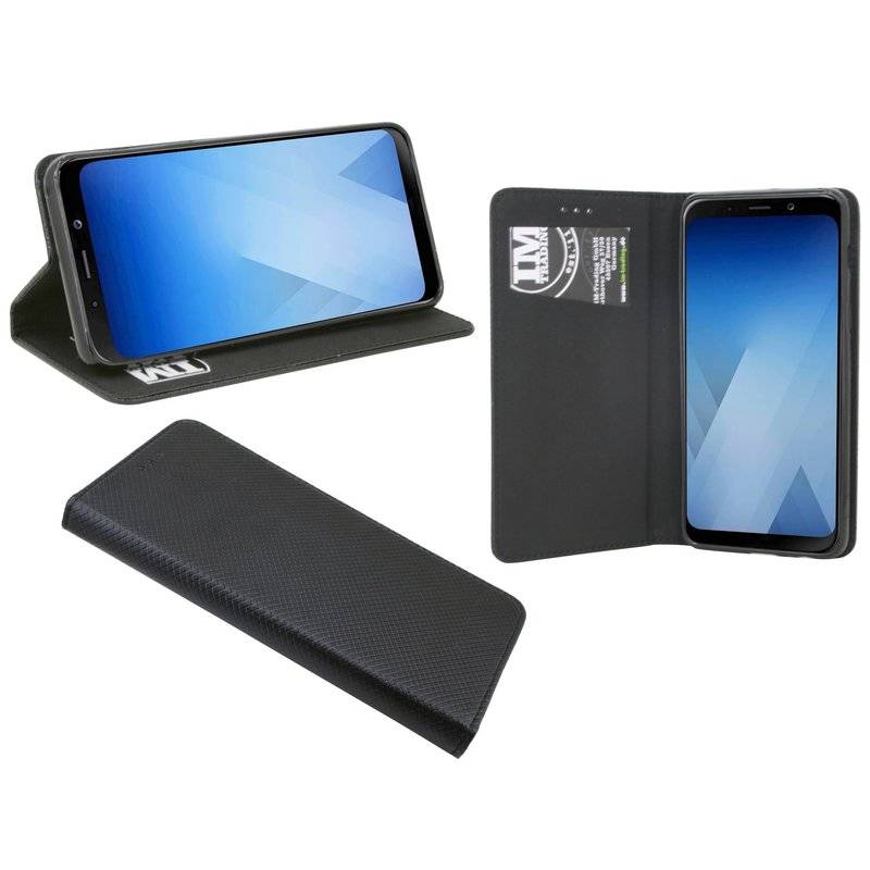 Samsung Galaxy A8 Plus 2018 Handyhülle Tasche Flip Case Smartphone Schutzhülle Schwarz