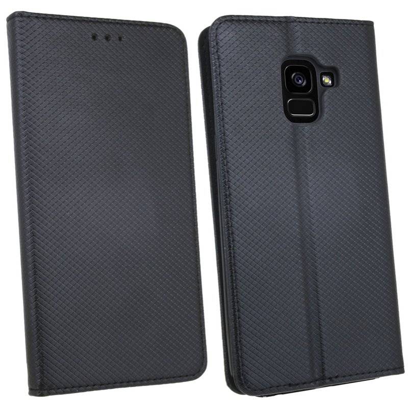 Samsung Galaxy A8 Plus 2018 Handyhülle Tasche Flip Case Smartphone Schutzhülle Schwarz
