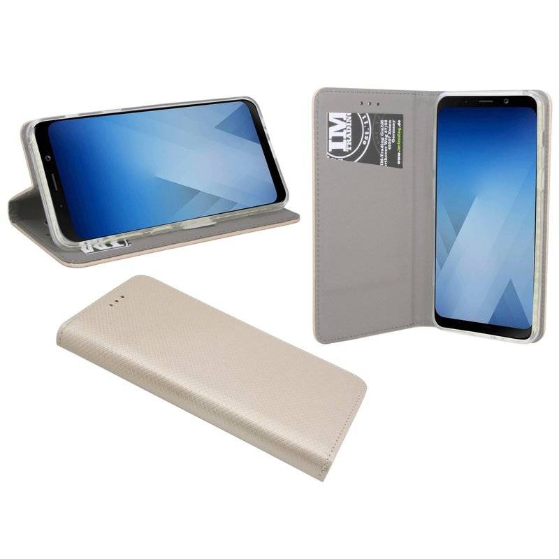 Samsung Galaxy A8 Plus 2018 Handyhülle Tasche Flip Case Smartphone Schutzhülle Gold