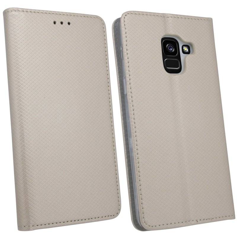 Samsung Galaxy A8 Plus 2018 Handyhülle Tasche Flip Case Smartphone Schutzhülle Gold