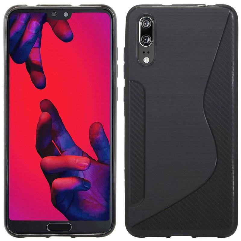Huawei P20 Handy Silikon Schutzhülle Cover Case Schwarz