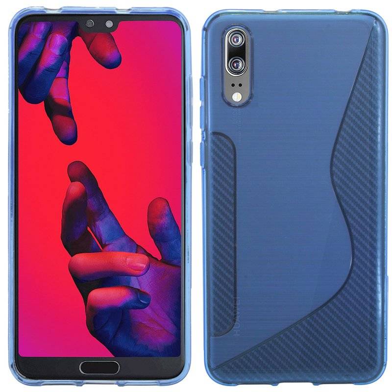 Huawei P20 Handy Silikon Schutzhülle Cover Case Blau